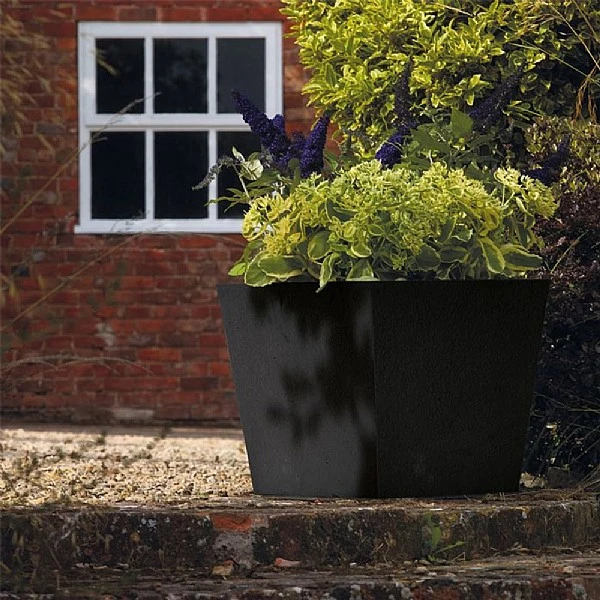 Stewart Garden 48cm Basalt Low Square Planter - Black 2 Stewart Garden 48cm Basalt Low Square Planter - Black - Image 2