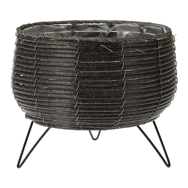 KOOPMAN Anthracite Basket Planter With Legs 23cm 1 KOOPMAN Anthracite Basket Planter With Legs 23cm