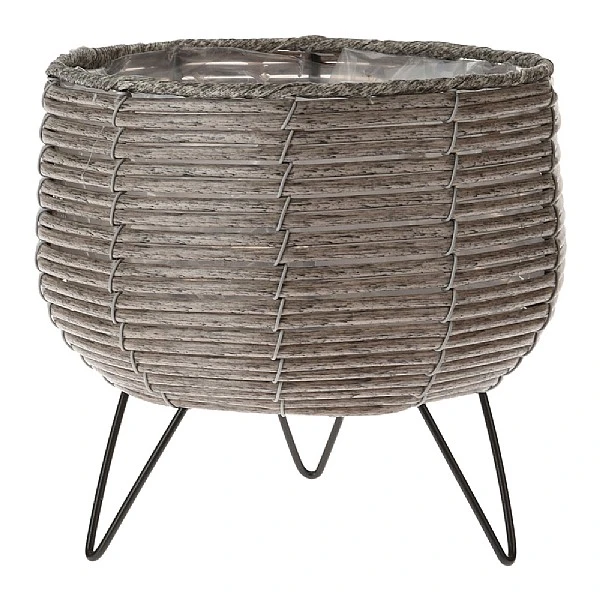 KOOPMAN Taupe Basket Planter With Legs 20cm 1 KOOPMAN Taupe Basket Planter With Legs 20cm
