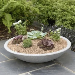 Stewart Garden Varese Low Bowl Planter 60cm - Alpine Grey