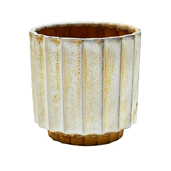 Ivyline Lugano Scalloped Reactive Pot Cover Mustard (Various Sizes) 1 Ivyline Lugano Scalloped Reactive Pot Cover Mustard (Various Sizes)